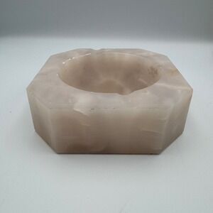 Octagon Pale Pink Heavy Stone Ashtray Vintage Cigar Cigarette Home Decor Accent